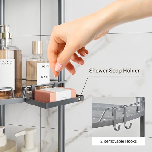 ELYKEN Corner Shower Caddy Standing, 4 Tier Metal Shower Organizer, Silver - Image 4
