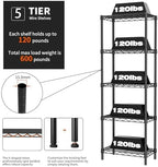 Golpart 5Tier Adjustable Storage Shelves Metal Wire Shelving Standing Shelf - Image 5