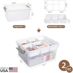 Citylife 17QT 2Packs Clear Craft Organizers and Storage Box with Tray - Image 2