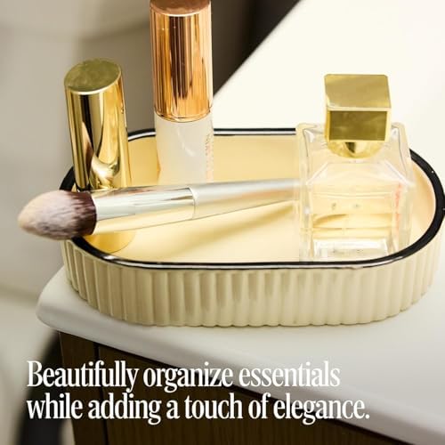 Preston Lane Ceramic Vanity Tray for Bathroom Countertop, Medium, Alabaster - Image 5