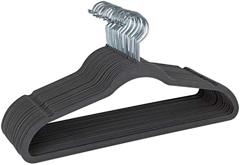 Simplify Slim Velvet Clothes Hangers | 50 Pack | Non-Slip | Shirts | Suit | Pants | Dresses | Garments | Closet Storage & Organization | Durable | Grey by Simplify