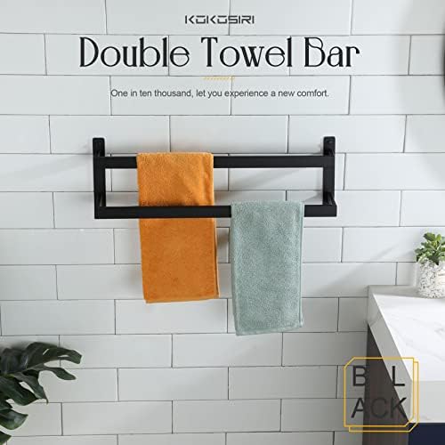 KOKOSIRI Towel Bars Black Bath Towel Holders 24-Inch Bathroom 2-Tiers Ladder Towel Rails Wall Mounted Towels Shelves Rack Stainless Steel, B5008BK-L24 - Image 3