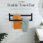 KOKOSIRI Towel Bars Black Bath Towel Holders 24-Inch Bathroom 2-Tiers Ladder Towel Rails Wall Mounted Towels Shelves Rack Stainless Steel, B5008BK-L24 - Image 3