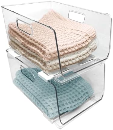 Isaac Jacobs 2-Piece (11.9" x 8.6" x 6.1") Large Deep Stackable Bins - Image 2