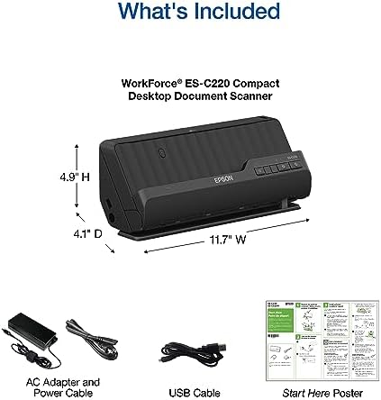 Epson Workforce ES-C220 Compact Document Scanner Duplex 20-pg ADF - Image 5