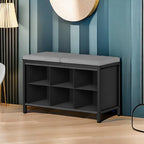YATINEY Shoe Storage Bench with Cushion, Entryway Bench, Shoe Rack with Padded Seat and 6 Oxford Compartments, for Closet, Bedroom, Entryway, Black and Gray HX01BK - Image 6