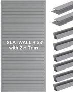 FRAYSCENT Slat Wall Paneling Garage Slat Wall Storage Systems Slatwall Panels Power Tool Organizer Wall Mount, PVC Garage Storage & Organization Products Slate Board (Grey, 8ftx4ft with 2H Trim) by FRAYSCENT