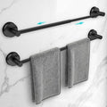 Adjustable Suction Cup Towel Bar for Bathroom Wall,14.6Inch~24 Inch Towel Racks for Bathroom,Stainless Steel Bath Towel Holder for Shower,2 Pack(Matte Black) by WingWider