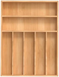 Silverware Organizer, Bamboo Kitchen Drawer Organizer, Utensil Holder, Cutlery Tray & Spoon Flatware Storage with Grooved Drawer Dividers (13''W x 17''D) by BEKVEMLIVING