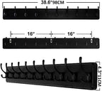 SKOLOO Rustic Wall Mounted Coat Rack, 10 Hooks, 38", Solid Wood, Black - Image 5