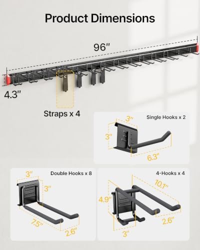 monTEK 96" Garage Tool Organizer Wall Mount, 925 LBS Heavy Duty Tool Rack - Image 2