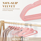 HOUSE DAY Premium Velvet Hangers 60 Pack, Non-Slip Hangers with Tie Bar - Image 3