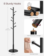 VASAGLE Solid Wood Coat Rack, Free Standing, 8 Hooks, 3 Height Options - Image 6
