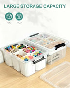 EOENVIVS Clear Storage Bins with 6 Tall Inserts, Stackable craft organizers and storage Box, Plastic Storage Totes with Lids and Handles for Crafts, Jewelry & Sewing, Art Supplies, Markers, Pens - Image 6