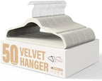 YSSOA Velvet Hangers 50 Pack, Non-Slip Clothes Hangers with Shoulder Notches, 360° Swivel Hooks, Heavy Duty Standard Hangers for Closet Space Saving, White by YSSOA