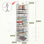 8 Tier Widened Hanging Closet Organizer and Storage Shelves, Metal & Foldable Hanging Clothing Organizer Baskets with Adjustable Dividers for Sweaters Shoes Handbags,Black (L11.81"xW16.14"xH15.35") - Image 2