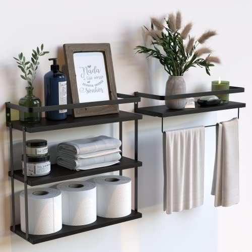 RICHER HOUSE Floating Shelves Bathroom, Wall Mounted Shelf Over Toilet by RicherHouse