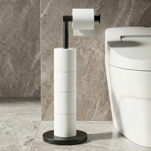 Cesun Free Standing Toilet Paper Holder Stand with Weighted Base, Black by Cesun