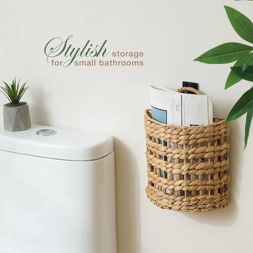 Set of 2 Wicker Hanging Basket for Organizing, Front Door, Mail, Flowers - Woven Wall Baskets for Storage - Image 4