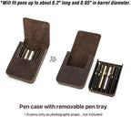 Top Grain Genuine Leather 6 Pen/Pencil Tray Case Organizer, Minimalist Vintage Design, Handmade, Magnetic Closure with Drawer Design, Gift Choice for Man/Woman/Office, Matte Coffee, 6 Slots - Image 4