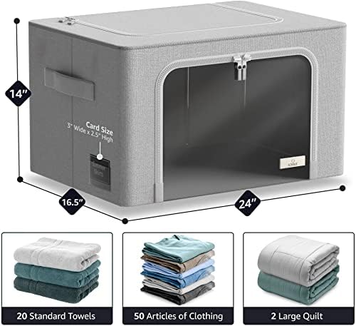 Sorbus Jumbo Clothing Storage Bins with Clear Window (2 Pack, Grey) - Image 2