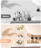 3 Tier Lazy Susan Bathroom Countertop Organizer, 360° Clear Rotating Makeup Cosmetic Perfume Storage Tray, Spinning Vanity Organizer Shelf for Bathroom Cabinet, Dresser, Kitchen(Large) - Image 4