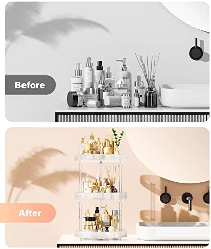 3-Tier Lazy Susan Bathroom Countertop Organizer, 360° Clear Rotating Storage Tray, Cosmetics and Perfume Organizer, Spinning Storage Tray Vanity Organizer Shelf for Bathroom Cabinet, Kitchen(Medium) - Image 5