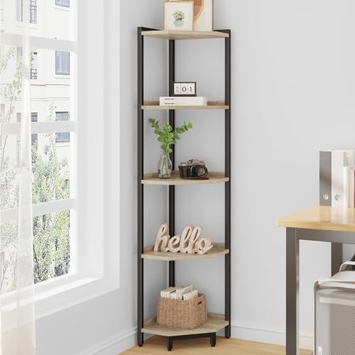 Hzuaneri Corner Shelf Stand, Corner Bookshelf with Metal Frame by Hzuaneri