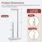 Hoooh Free Standing Toilet Paper Stand with Marble Base, Brushed Nickel - Image 2
