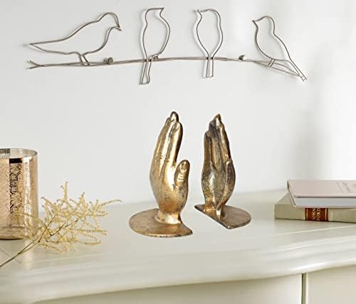 Hands Bookends, Prayer Hand Decorative Bookends Unique Gold Book Ends Heavy Duty Cast Iron Bookends for Shelves Decorative - Image 6