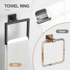 TQKAG Matte Black Bathroom Hardware Accessories Set 10 Pieces, 23.6" SUS304 Stainless Steel Towel Bar Set Wall Mounted Includes Single Towel Bar, Towel Ring, Toilet Paper Holder, Double Towel Hooks - Image 4