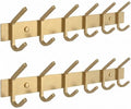 Brushed Gold Wall Mounted Coat Rack – 17 Inch Stainless Steel Rail with 6 Double Coat Hooks for Entryway, Bathroom, Bedroom, Kitchen – Modern Gold Hook Rack for Coats, Hats, Towels - 2 Pack by SAYONEYES