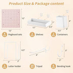 FZK Modular Plastic Pegboard Wall Organizer Kit, Pink, 12x12, 4 Panels - Image 3