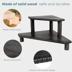 2-Tier Rustic Corner Shelf for Kitchen Counter,Wood Beaded Farmhouse Countertop Organizer with Removable Feet, Stackable Bathroom Vanity & Coffee Bar Decorative Riser Stand(Rustic Black) - Image 5
