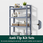 Smiry Bamboo Over The Toilet Storage Cabinet, 4 Tier, Grey - Image 3
