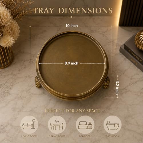 Vintage Brass Clawfoot Tray, Round Pedestal Candle Holder and Jewelry Dish - Image 2