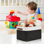 DULLEMELO Canvas Storage Bin with Handles, Fabric Bins for Shelves, Bedroom, Office,Nursery,Fabric Storage Baskets for Toys, Clothes,Gift(3-Pack Medium-15 inch X 11 inch X 9.5 inch , White&Black) - Image 3