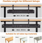 Under Desk Cable Management Tray-No Drill Clamp Moun，Expandable 25.2"–38.6" - Image 2