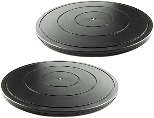 16 Inch Lazy Susan Turntable - Heavy Duty Rotating Swivel Steel Ball Bearings - Flat Base Stand for TV/Computer/Monitor/Arts/Crafts/Bonsai/Statue/Cabinet Organizer (2 Pack/Black) by VOLCANOESCLUB
