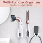 Dyson Airwrap Holder, Aluminum Curling Iron Holder Wall Mount for Dyson Airwrap/Airstraight/Shark Flex Style, Flat IronHolder for Bathroom Storage, White - Image 2