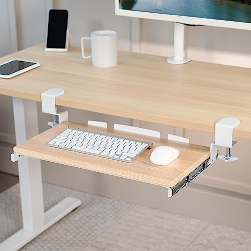 VIVO Light Wood Clamp-on 20 x 11 in Keyboard Tray, MOUNT-KB05ES-A - Image 2