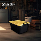 Life Story 18 Pack Stackable Storage Bin, 55 Qt Organizer, Black/Yellow - Image 5