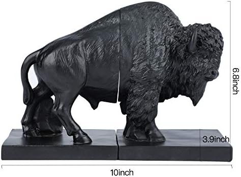 Set of 2 Polyresin Buffalo Bookend,Art bookend, Homedecor for Kids, Office Decor (Black) - Image 2