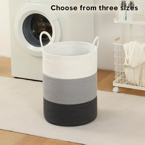 Laundry Basket Hamper Tall Rope Storage Woven for Blanket toys Dirty Clothes in Living Room Bathroom Bedroom (Gradient Grey, 60L/15.8Gal) - Image 2