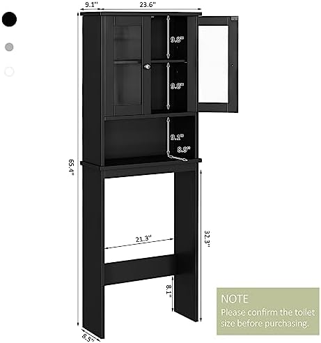 Over the Toilet Storage Cabinet, Bathroom Storage Cabinet, Black - Image 2