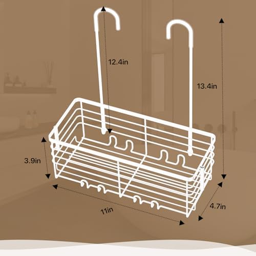 DELLAN Hanging Shower Caddy, Shower Rack Hanging for Bathroom, White - Image 3