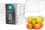 Sorbus Fridge Organizers and Storage, Clear Plastic Bins (Large, 4 Pack) by Sorbus