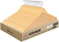 Wooden Clothes Hangers with Pants Bars, Natural Wood, 108-Pack by BP4U%E2%84%A2