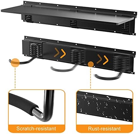 TORACK Wall Mounted Bike Storage Rack with Shelf, 6 Bikes Hangers - Image 5