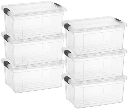 Superio 1.85 Quart Clear Plastic Storage Boxes with Lids, Stackable Organizer Containers, BPA-Free Storage Bins for Home, Office, School & Dorm, 6 Pack by Superio